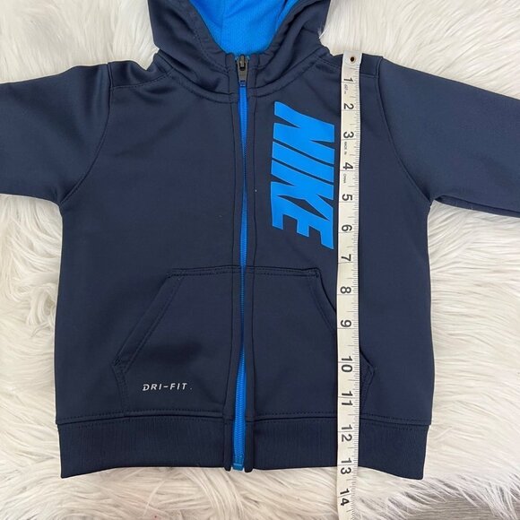 Nike Baby Toddler 18 Months Navy Fleece Lined Full Zip Hooded Jacket Dri-Fit - Picture 8 of 8